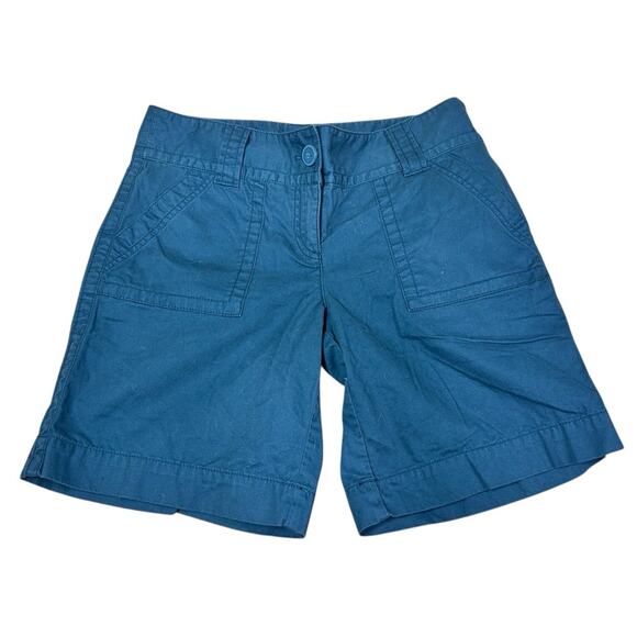 Women's Ann Taylor LOFT Blue Boyfriend Utility Shorts Sz 4 Cotton 8" Inseam - Picture 5 of 5